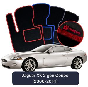 OMEVO Velours-Autofußmatten für Jaguar XK 2 gen Coupé (2006–2014)