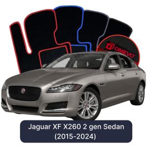 OMEVO Velours-Autofußmatten für Jaguar XF X260 2 gen Limousine (2015-2024)