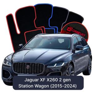 OMEVO Velours-Autofußmatten für Jaguar XF X260 2 gen Kombi (2015-2024)