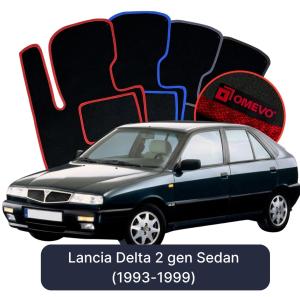 OMEVO Velours-Autofußmatten für Lancia Delta 2 gen Limousine (1993-1999)
