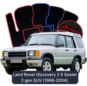 OMEVO Velours-Autofußmatten für Land Rover Discovery 2 5-Sitzer 2 gen SUV (1998-2004)