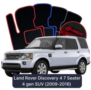 OMEVO Velours-Autofußmatten für Land Rover Discovery 4 7-Sitzer 4 gen SUV (2009–2016)
