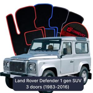 OMEVO Velours-Autofußmatten für Land Rover Defender 1 gen SUV 3 Türer (1983-2016)