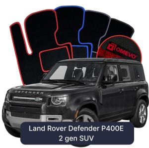 OMEVO Velours-Autofußmatten für Land Rover Defender P400E 2 gen SUV (2020-2025)