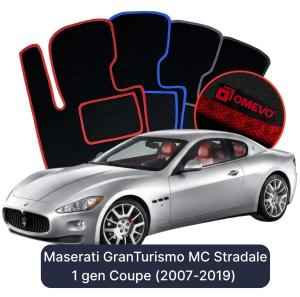 OMEVO Velours-Autofußmatten für Maserati GranTurismo MC Stradale 1 gen Coupe (2007-2019)