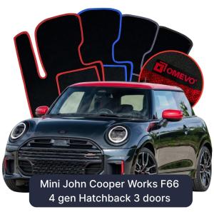 OMEVO Velours-Autofußmatten für Mini John Cooper Works F66 4 gen Hatchback 3 Türen (2024-2025)