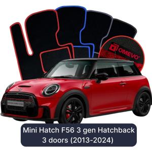 OMEVO Velours-Autofußmatten für Mini Hatch F56 3 gen Kompakt 3 Türer (2013-2024)