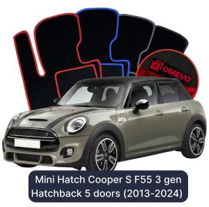 OMEVO Velours-Autofußmatten für Mini Hatch Cooper S F55 3 gen Hatchback 5 Türer (2013-2024)