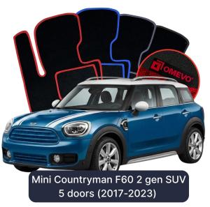 OMEVO Velours-Autofußmatten für Mini Countryman F60 2 gen SUV 5 Türer (2017-2023)