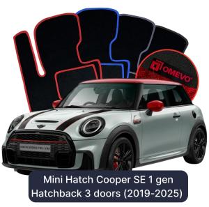 OMEVO Velours-Autofußmatten für Mini Hatch Cooper SE 3 gen Kompakt 3 Türer (2019-2025)