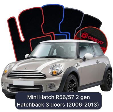 Velours-Autofußmatten OMEVO für Mini Hatch R56/57 2 gen Kompakt 3 Türer (2006-2013)