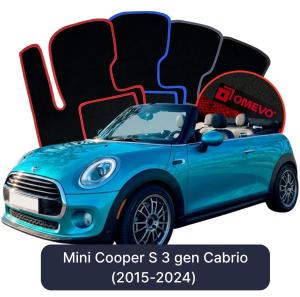 OMEVO Velours-Autofußmatten für Mini Cooper S 3 gen Cabrio (2015-2024)