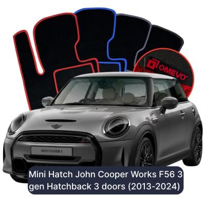 Velours-Autofußmatten OMEVO für Mini Hatch John Cooper Works F56 Kompakt 3 Türer (2013-2024)