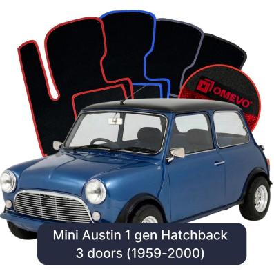 Velours-Autofußmatten OMEVO für Mini Austin 1 gen Kompakt 3 Türer (1959-2000)