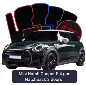 OMEVO Velours-Autofußmatten für Mini Hatch Cooper E 4 gen Hatchback 3-Türer (2023-2025)