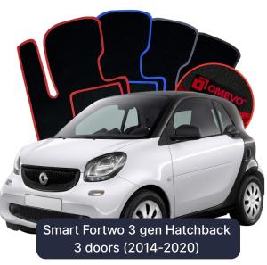 OMEVO Velours-Autofußmatten für Smart Fortwo 3 gen Kompakt 3 Türer (2014-2020)