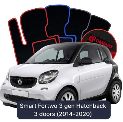Velours-Autofußmatten OMEVO für Smart Fortwo 3 gen Kompakt 3 Türer (2014-2020)