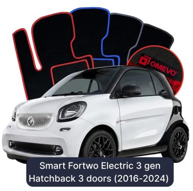 Velours-Autofußmatten OMEVO für Smart Fortwo Elektromotor 3 gen Kompakt 3 Türer (2016-2024)