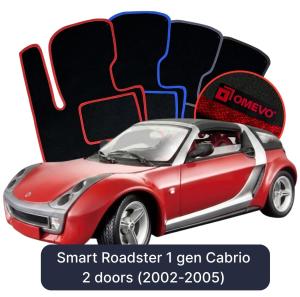 OMEVO Velours-Autofußmatten für Smart Roadster 1 gen Cabrio 2 Türer (2002-2005)