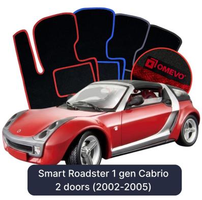Velours-Autofußmatten OMEVO für Smart Roadster 1 gen Cabrio 2 Türer (2002-2005)