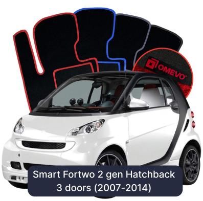 Velours-Autofußmatten OMEVO für Smart Fortwo 2 gen Kompakt 3 Türer (2007-2014)