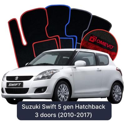 Velours-Autofußmatten OMEVO für Suzuki Swift 5 gen Hatchback 3 Türen (2010-2017)