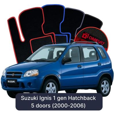 Velours-Autofußmatten OMEVO für Suzuki Ignis 1 gen Hatchback 5 Türer (2000-2006)
