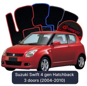 OMEVO Velours-Autofußmatten für Suzuki Swift 4 gen Hatchback 3 Türen (2004-2010)
