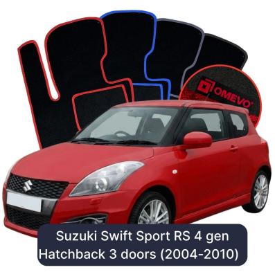 Velours-Autofußmatten OMEVO für Suzuki Swift Sport RS 4 gen Kompakt 3 Türer (2004-2010)