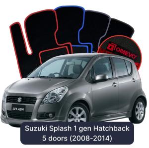 OMEVO Velours-Autofußmatten für Suzuki Splash 5 gen Kompakt 5 Türer (2008-2014)
