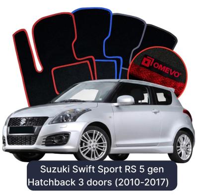 Velours-Autofußmatten OMEVO für Suzuki Swift Sport RS 5 gen Kompakt 3 Türer (2010-2017)