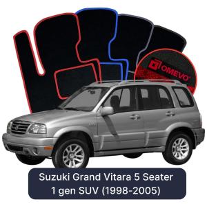 OMEVO Velours-Autofußmatten für Suzuki Grand Vitara v 1 gen SUV (1998-2005)