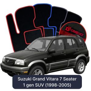 OMEVO Velours-Autofußmatten für Suzuki Grand Vitara 7-Sitzer 1 gen SUV (1998-2005)
