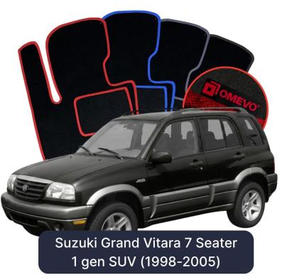 Velours-Autofußmatten OMEVO für Suzuki Grand Vitara 7-Sitzer 1 gen SUV (1998-2005)
