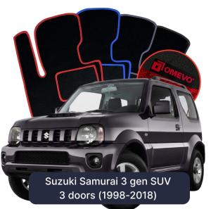 OMEVO Velours-Autofußmatten für Suzuki Samurai 3 gen SUV 5 Türer (1998-2018)