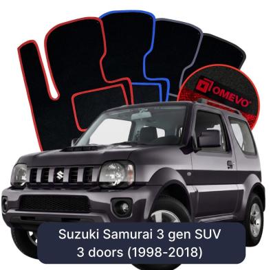 Velours-Autofußmatten OMEVO für Suzuki Samurai 3 gen SUV 5 Türer (1998-2018)