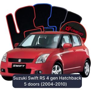 OMEVO Velours-Autofußmatten für Suzuki Swift RS 4 gen Kompakt 5 Türer (2004-2010)