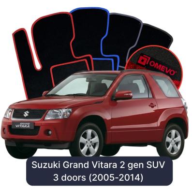 Velours-Autofußmatten OMEVO für Suzuki Grand Vitara 2 gen SUV 3 Türer (2005-2014)