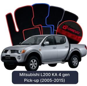 OMEVO Velours-Autofußmatten für Mitsubishi L200 KA 4 gen Pick-up (2005-2015)