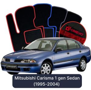 OMEVO Velours-Autofußmatten für Mitsubishi Carisma 1 gen Limousine (1995-2004)