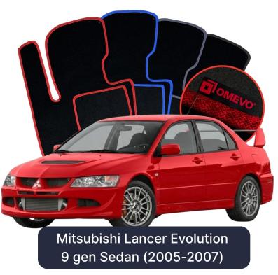 Velours-Autofußmatten OMEVO für Mitsubishi Lancer Evolution 9 gen Limousine (2005-2007)