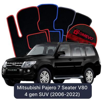 Velours-Autofußmatten OMEVO für Mitsubishi Pajero 7-Sitzer V80 4 gen SUV (2006-2022)