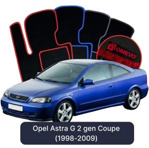 OMEVO Velours-Autofußmatten für Opel Astra G 2 gen Coupe (1998-2009)