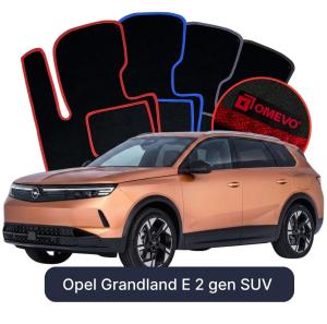 OMEVO Velours-Autofußmatten für Opel Grandland E 2 gen SUV (2024-2025)