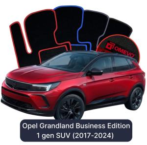 OMEVO Velours-Autofußmatten für Opel Grandland Business Edition 1 gen SUV (2017-2024)