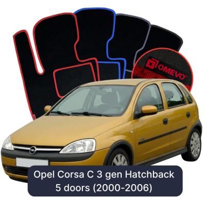 Velours-Autofußmatten OMEVO für Opel Corsa C 3 gen Kompakt 5 Türer (2000-2006)