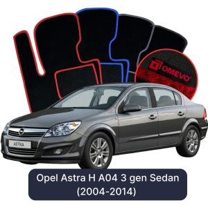 OMEVO Velours-Autofußmatten für Opel Astra H A04 3 gen Limousine (2004-2014)