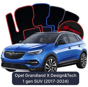 OMEVO Velours-Autofußmatten für Opel Grandland X Design&Tech 1 gen SUV (2017-2024)