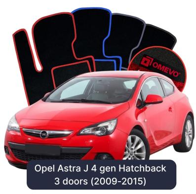 Velours-Autofußmatten OMEVO für Opel Astra J 4 gen Kompakt 3 Türer (2009-2015)