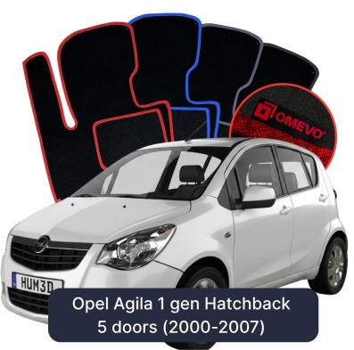 Velours-Autofußmatten OMEVO für Opel Agila 1 gen Kompakt 5 Türer (2000-2007)